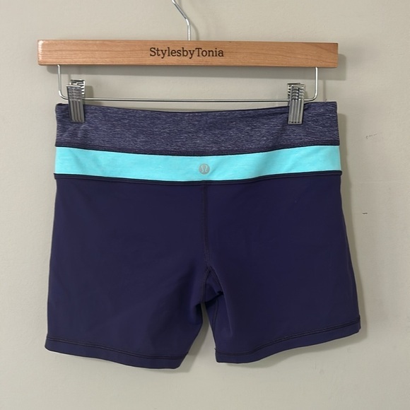 Lululemon Short Groove Short Full On Luon Sport Purple Blue Yoga Run Sz 6 - Picture 4 of 9